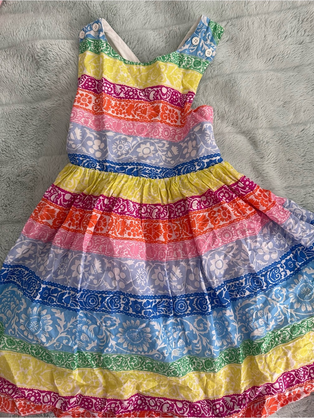 Mini Boden cross back Sundress - Bright Rainbow - 6-7 years